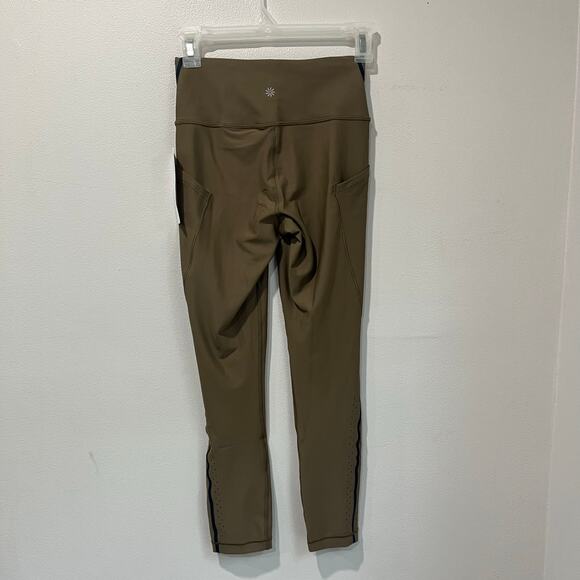 Athleta Interval Stash Laser Cut 7/8 Tights XS Tan Sculpt High Rise Leggings - Picture 3 of 9